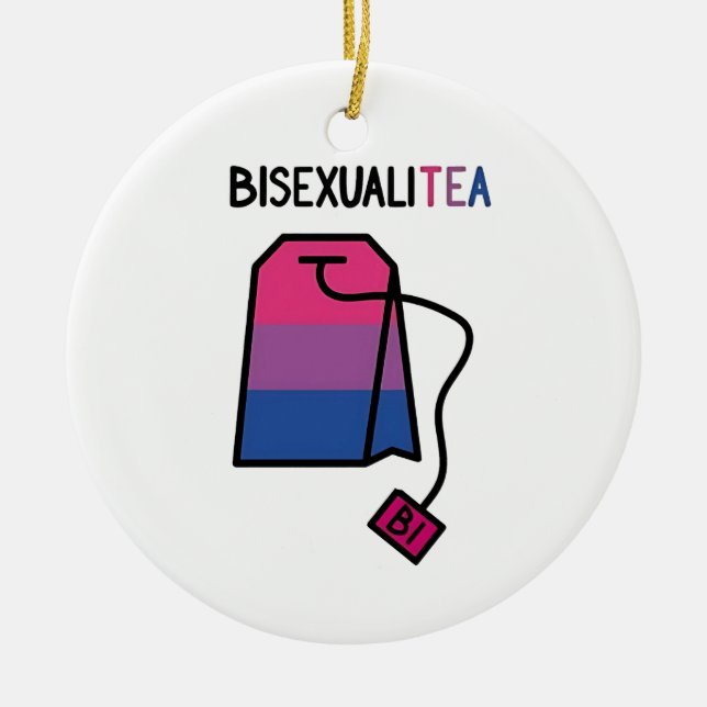BisexualiTEA Bi Pride Flagga Bisexuell Te Julgransprydnad Keramik (Framsidan)