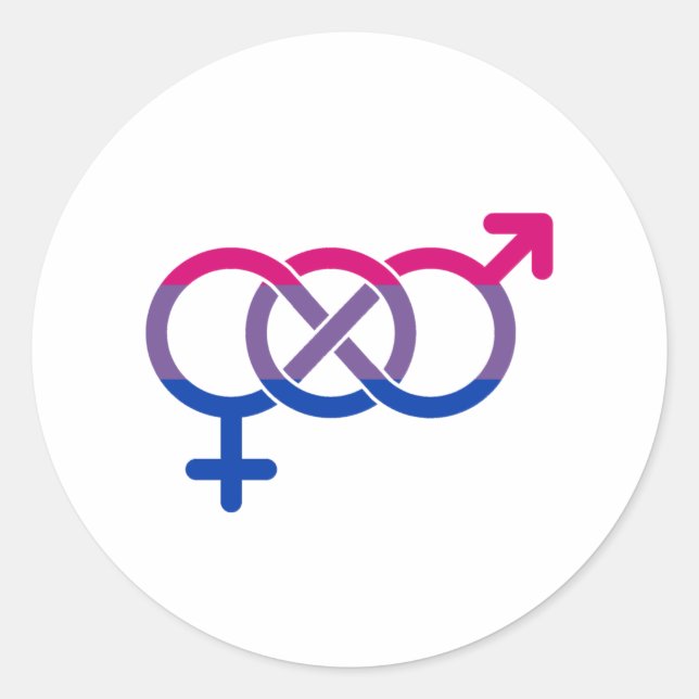 Bisexualitet könssymbol runt klistermärke (Framsida)
