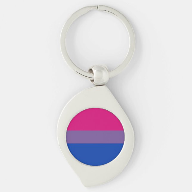 Bisexuality flag Keychain Swirl Silverfärgad Nyckelring (Framsidan)