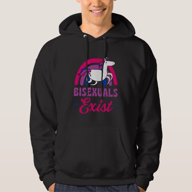 Bisexuals Exist Bisexual Pride Minimalist Rainbow  Hoodie (Framsida)