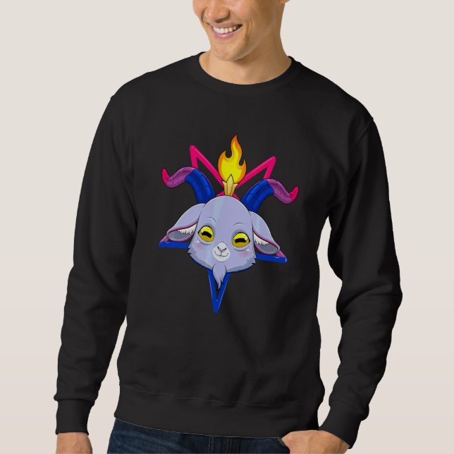 Bisexuell Baphomet Satan Get Huvud Lgbt Bi Pride M Lång Ärmad Tröja (Framsida)