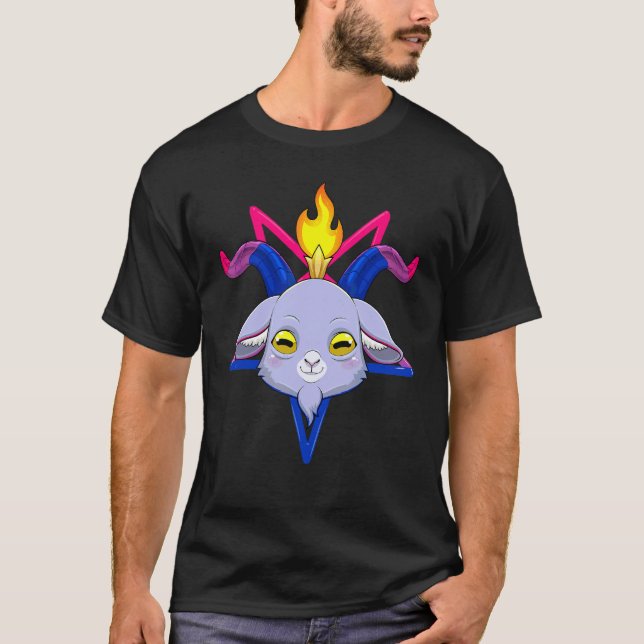 Bisexuell Baphomet Satan Get Huvud Lgbt Bi Pride M T Shirt (Framsida)