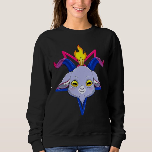Bisexuell Baphomet Satan Gethuvud Lgbt Bi Pride Må T Shirt (Framsida)