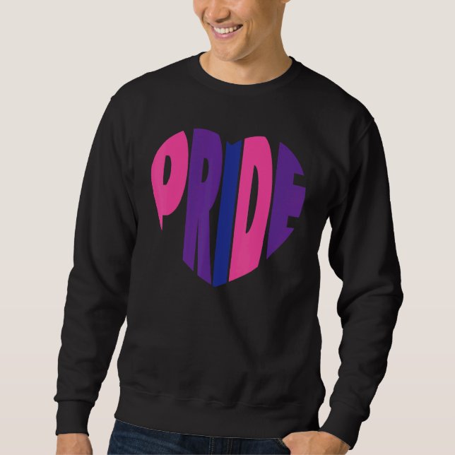 Bisexuell Bi Pride Flagga Hjärta Pride Lång Ärmad Tröja (Framsida)