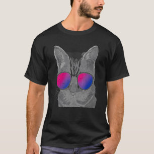 Bisexuell Flagga Coola Solglasögon Katt Bi Pride L T Shirt