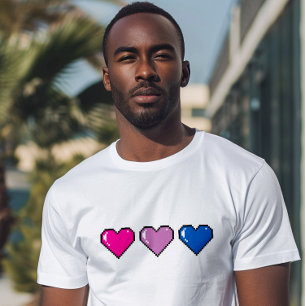 Bisexuell Flagga Pixel Hjarta T Shirt