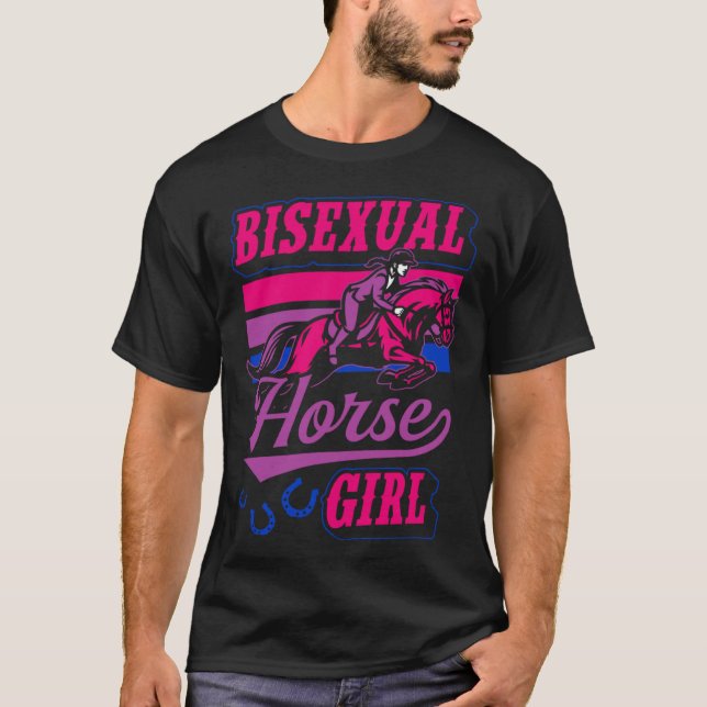 Bisexuell hästflicka Bisexuell stolthet Häst  Eque T Shirt (Framsida)