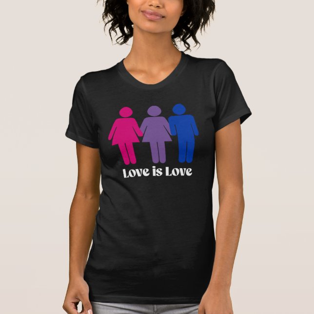 Bisexuell kärlek är kärlek kvinna t shirt (Framsida)