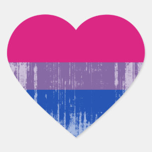 Bisexuell pride distressed.png hjärtformat klistermärke