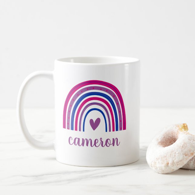 Bisexuell regnbåge personlig kaffemugg (Med munk)
