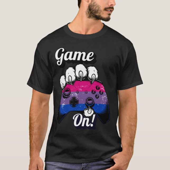 Bisexuell stolthet Game On Tiger Paw Controller Tr T Shirt (Framsida)