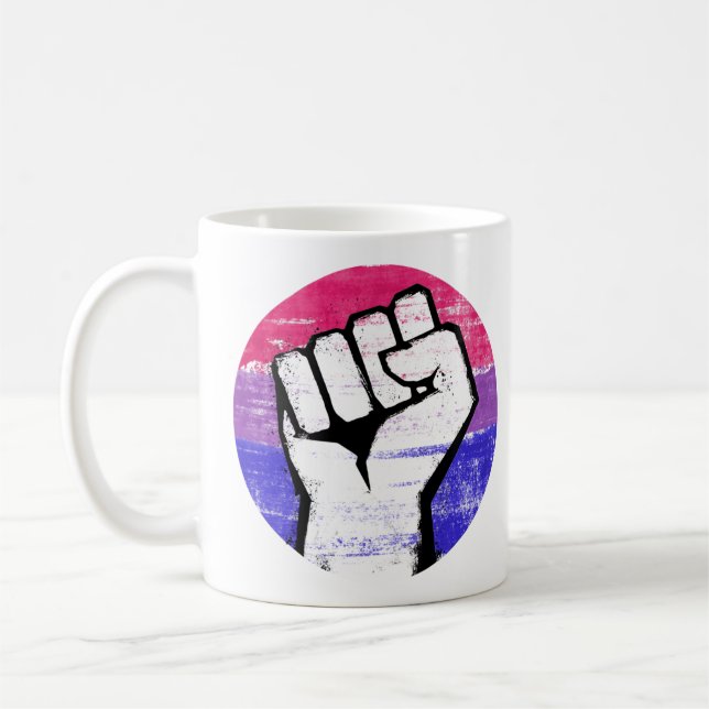 Bisexuell stolthetsfist cirkeltryck kaffemugg (Vänster)