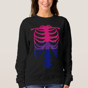 Bisexuell stolthetsflagga skelett bröstkorg Bisexu T Shirt