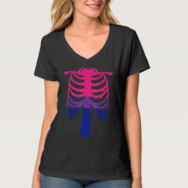 Bisexuell stolthetsflagga skelett revben Bisexuell T Shirt (Framsida)