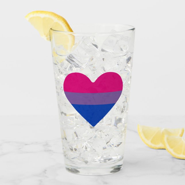 Bisexuell stolthetsflaggas hjärta glaskopp (Framsida Ice)