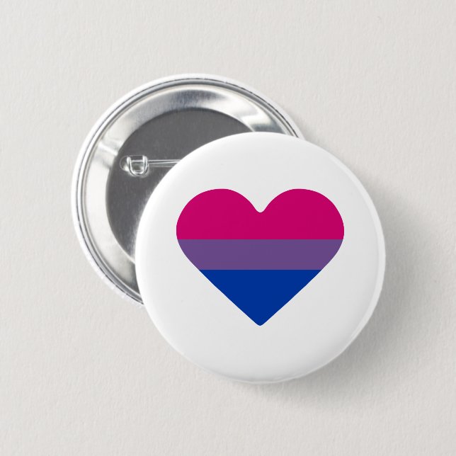 Bisexuell stolthetsflaggas hjärta knapp (Framsida & baksida)
