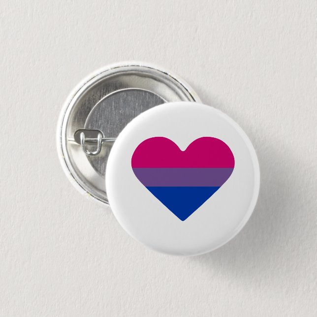 Bisexuell stolthetsflaggas hjärta knapp (Framsida & baksida)