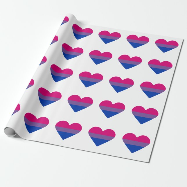 Bisexuell stolthetsflaggas hjärta presentpapper (Utrullad)