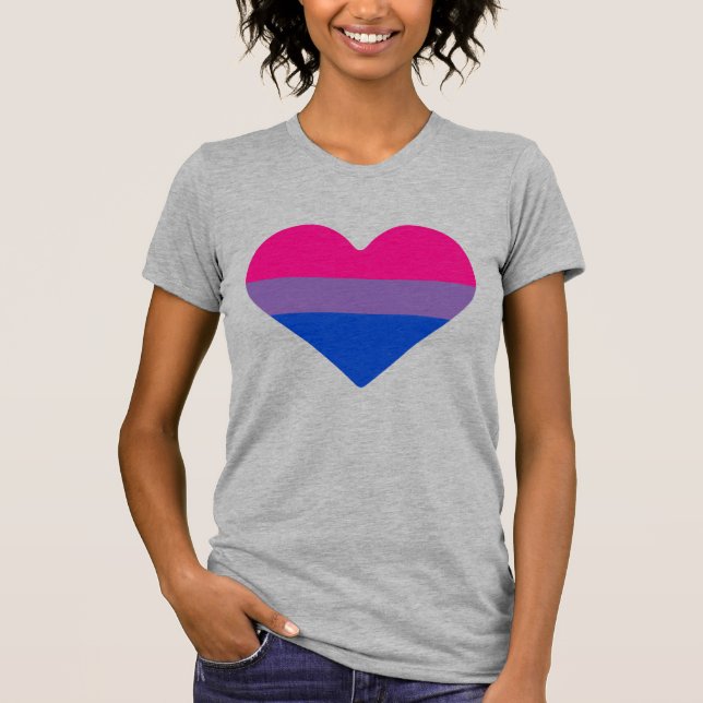 Bisexuell stolthetsflaggas hjärta t shirt (Framsida)