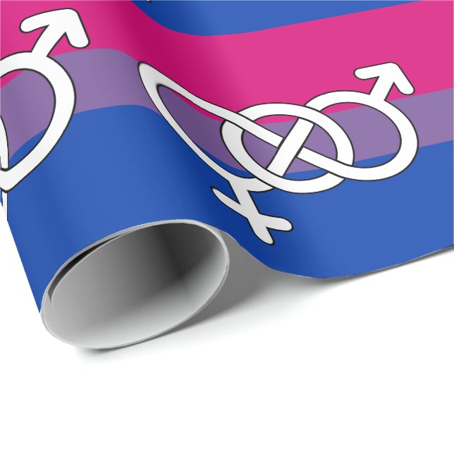 Bisexuell stolthetssymbolflagg presentpapper (Rullad Hörn)