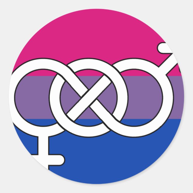 Bisexuell stolthetssymbolflagg runt klistermärke (Framsida)