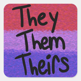 Bisexuell they/them pronomen dekal fyrkantigt klistermärke