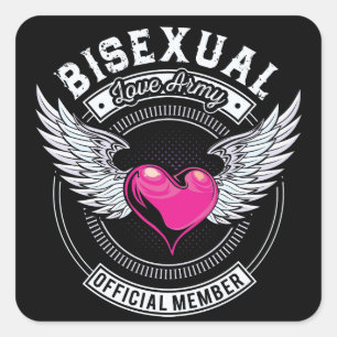 Bisexuella (lilla) kärlekarméklistermärkear, fyrkantigt klistermärke