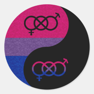 Bisexuella Yin och Yang Runt Klistermärke