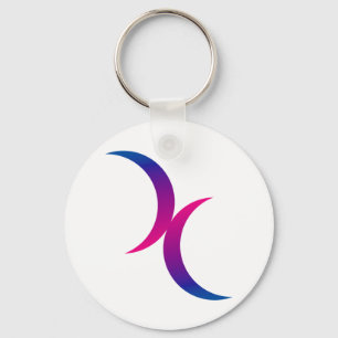 Bisexuellt pridesymbol för dubbel växande måne nyckelring