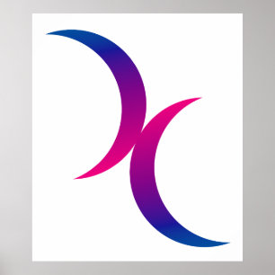 Bisexuellt pridesymbol för dubbel växande måne poster