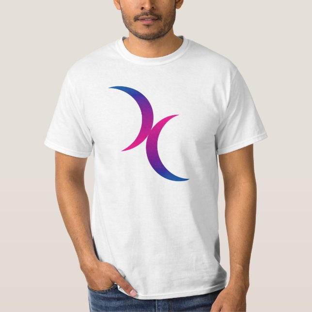 Bisexuellt pridesymbol för dubbel växande måne t-shirt (Framsida)