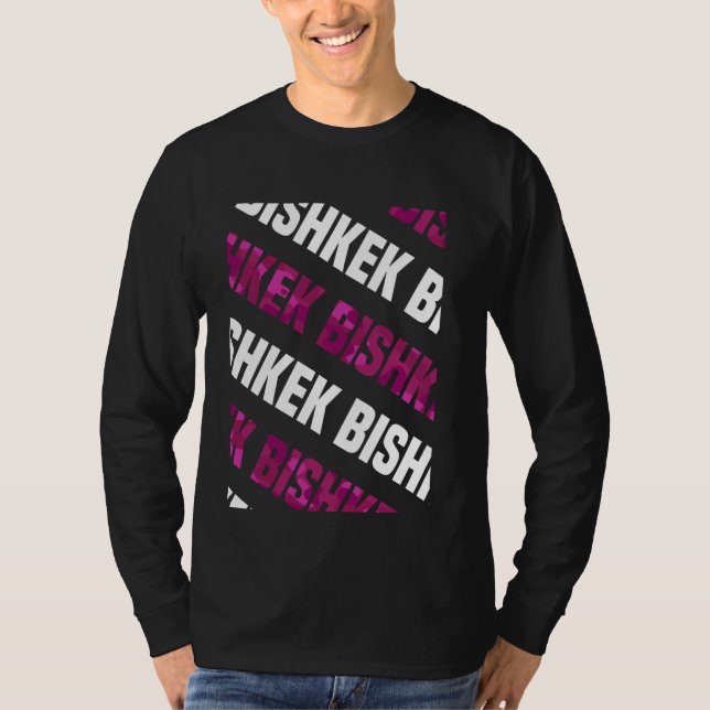 Bishkek Camo Mönster Rosa Camouflage T Shirt (Framsida)