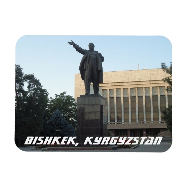 Bishkek SovjetLenin Statue - Kirgizistan Magnet (Horisontell)