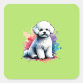 Bishon Frise Hund Fyrkantigt Klistermärke