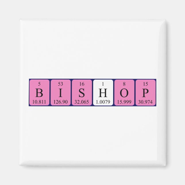 Bishop Periodisk bord namn magnet (Framsidan)