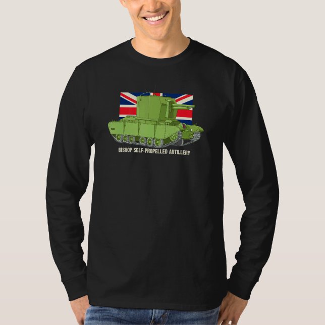 Bishop Self-Propelling Artillery Ww2 Diagram Briti T Shirt (Framsida)