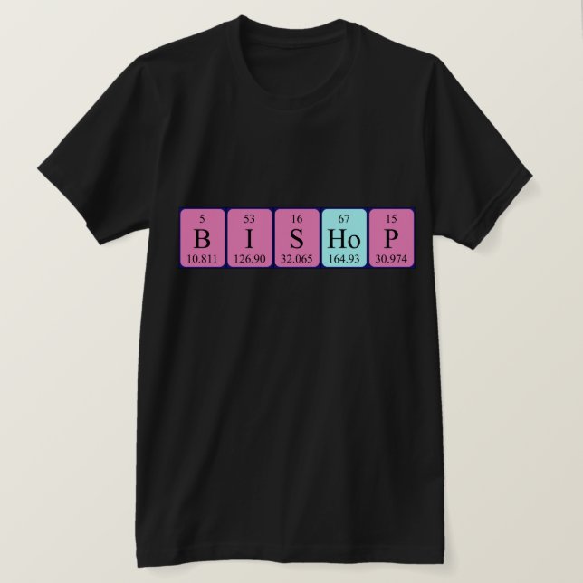 Bishop-skjorta bord namn tee (Design framsida)