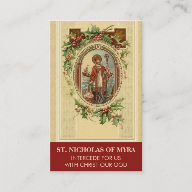 BISHOP ST. NICHOLAS OF MYRA PRAYER HELIGA CARDS VISITKORT (Framsida)