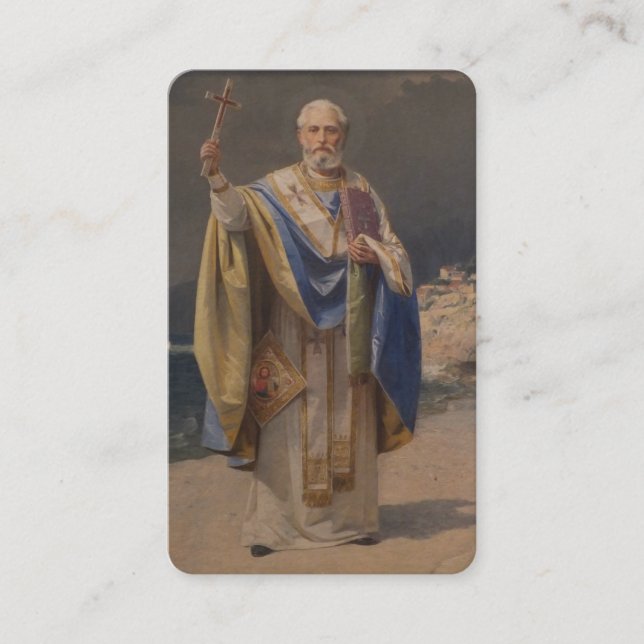 BISHOP ST. NICHOLAS OF MYRA PRAYER HELIGA CARDS VISITKORT (Framsida)