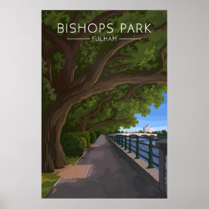 Bishops Park Fulham London Resemålning affisch