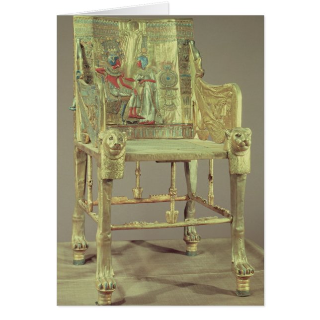 Biskopsstolen av Tutankhamun det nya kungariket Hälsningskort (Framsidan)