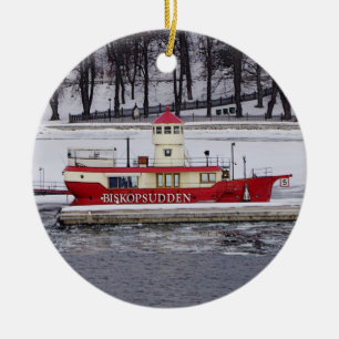 Biskopsudden för Stockholm sverigeLightship Julgransprydnad Keramik