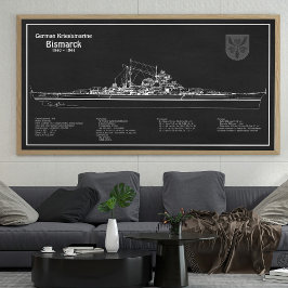 Bismarck - Battleshöftplan PD Fototryck