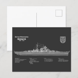 Bismarck - Battleshöftplan PD Vykort