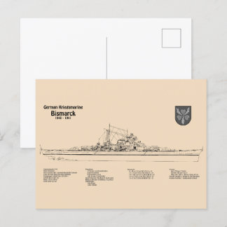 Bismarck - Battleshöftplan SD Vykort