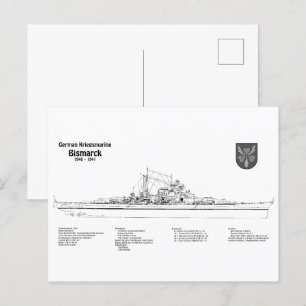 Bismarck - BD - Battleshöftblåsningsplaner Vykort