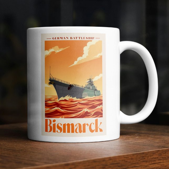 Bismarck German Battleship - Vintage Naval Poster Kaffemugg (Bismarck German Battleship - Vintage Naval Poster. Coffee Mug)