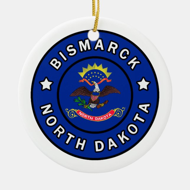 Bismarck North Dakota Julgransprydnad Keramik (Framsidan)