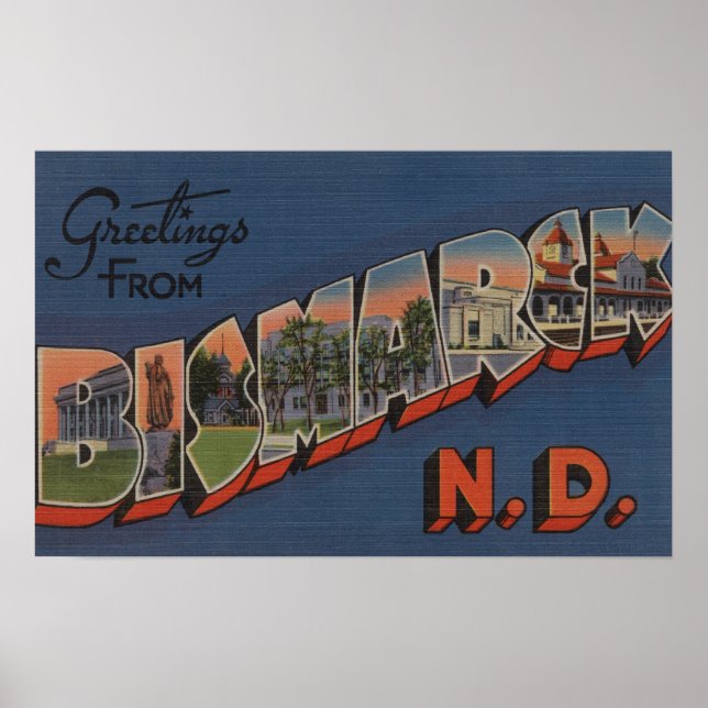 Bismarck, North Dakota - Large Brev Scenes Poster (Framsidan)