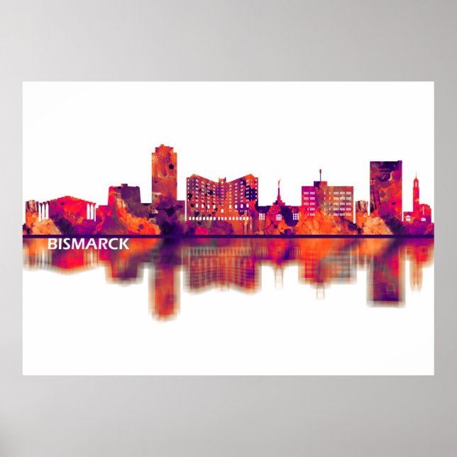 Bismarck North Dakota Skyline Poster (Framsidan)